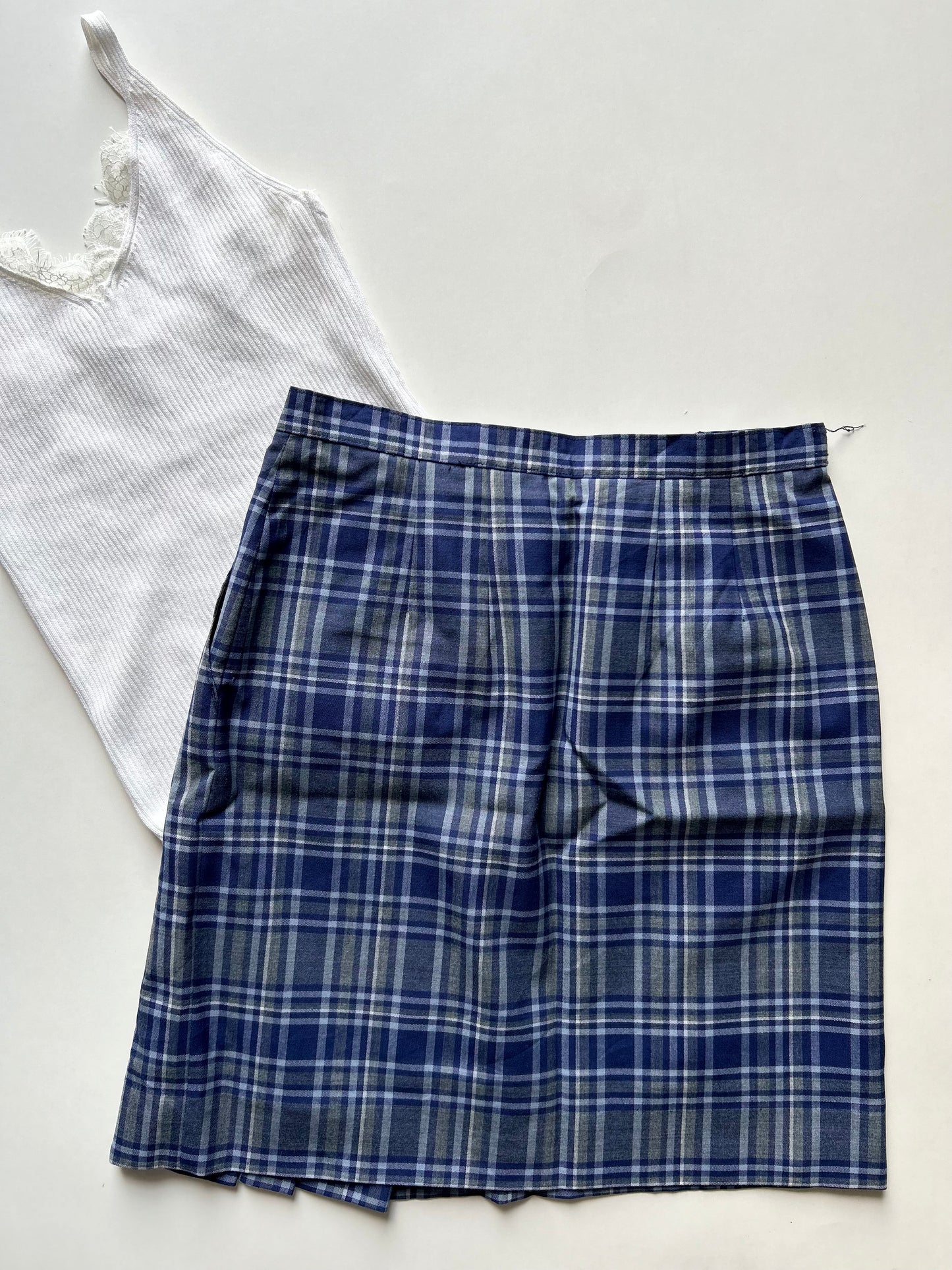 Blue Check Skirt Waist 26