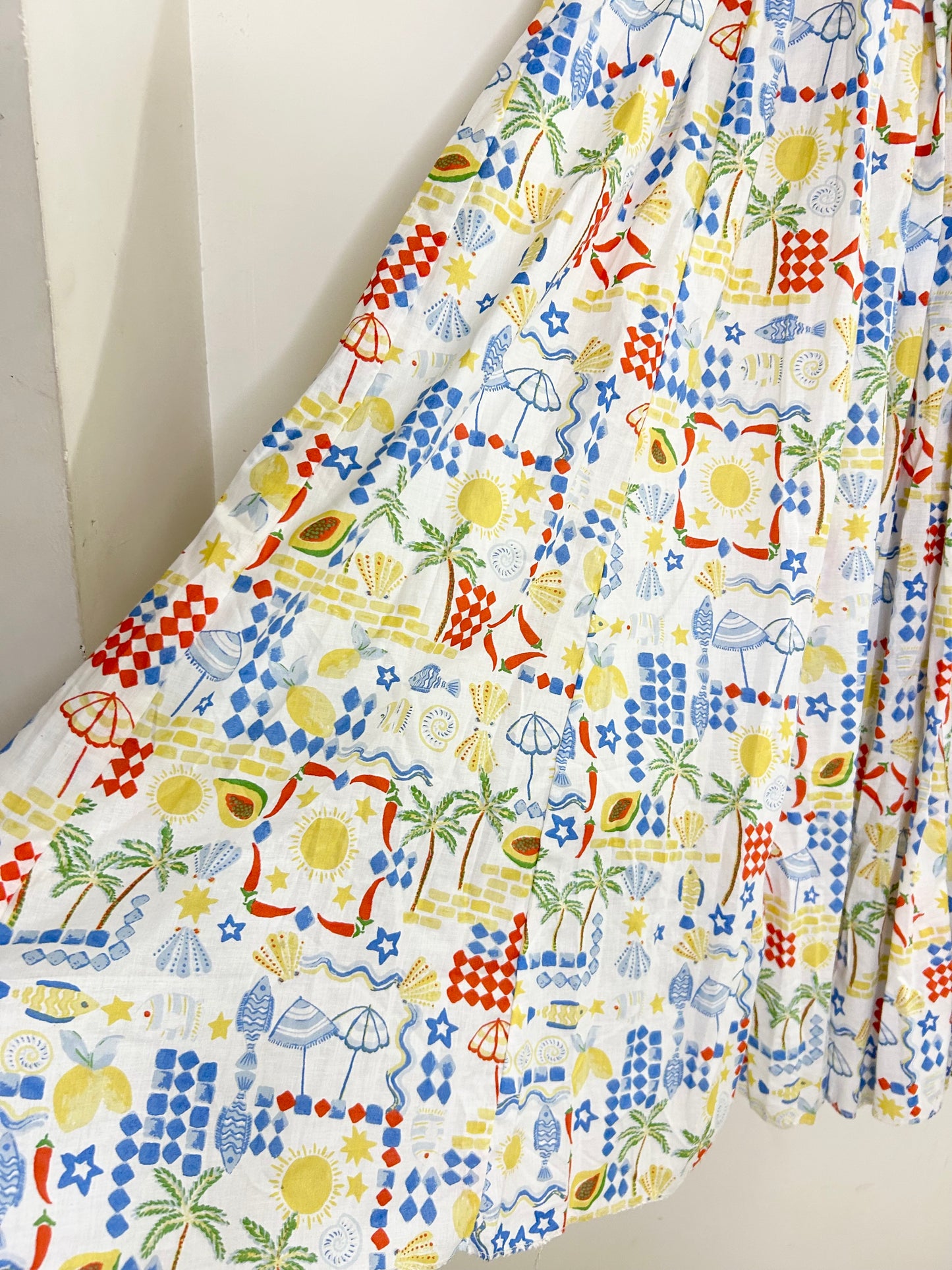Cotton Beach Print Skirt