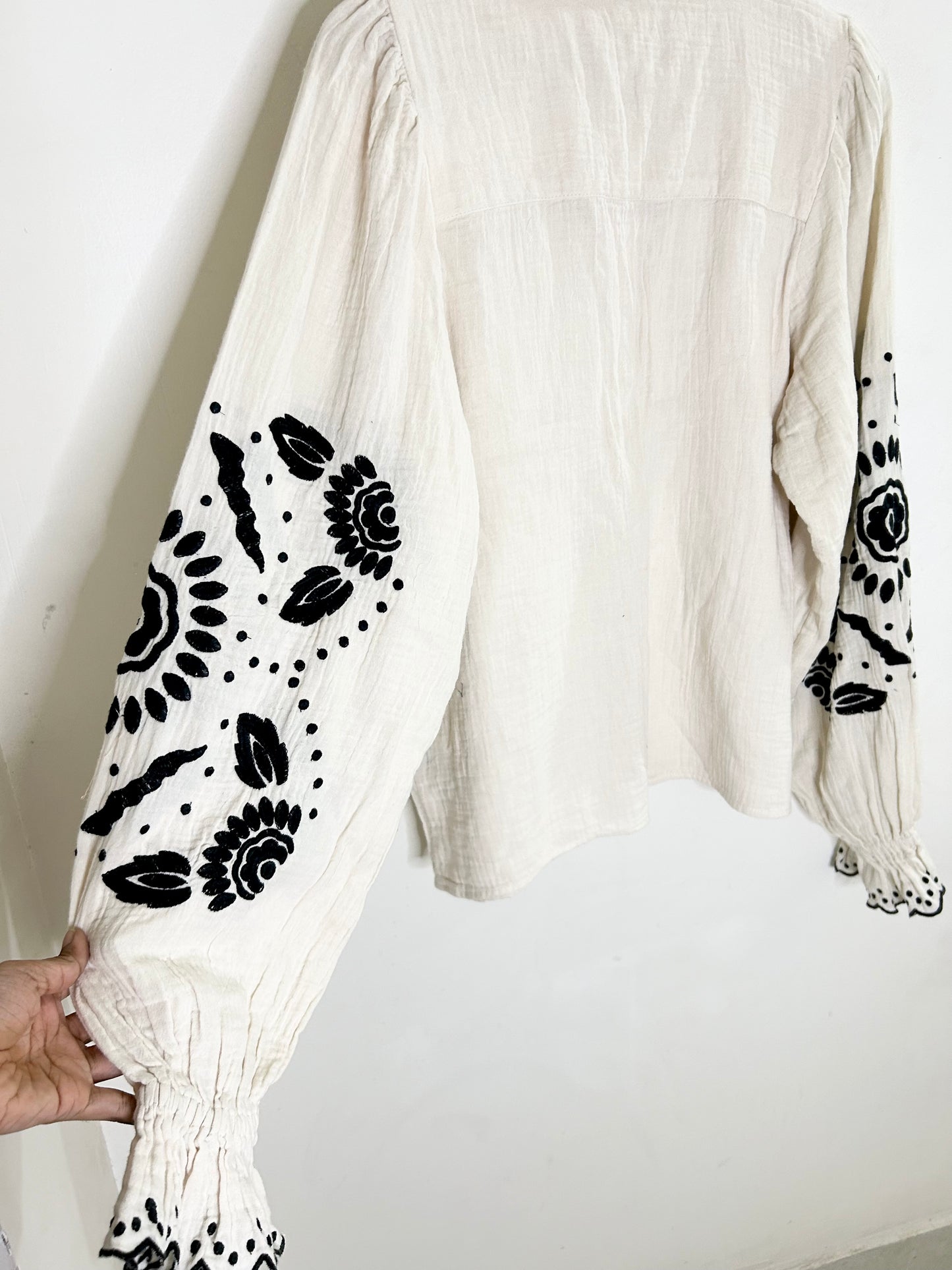 Embroidered Cotton Shirt: Chest- 42”