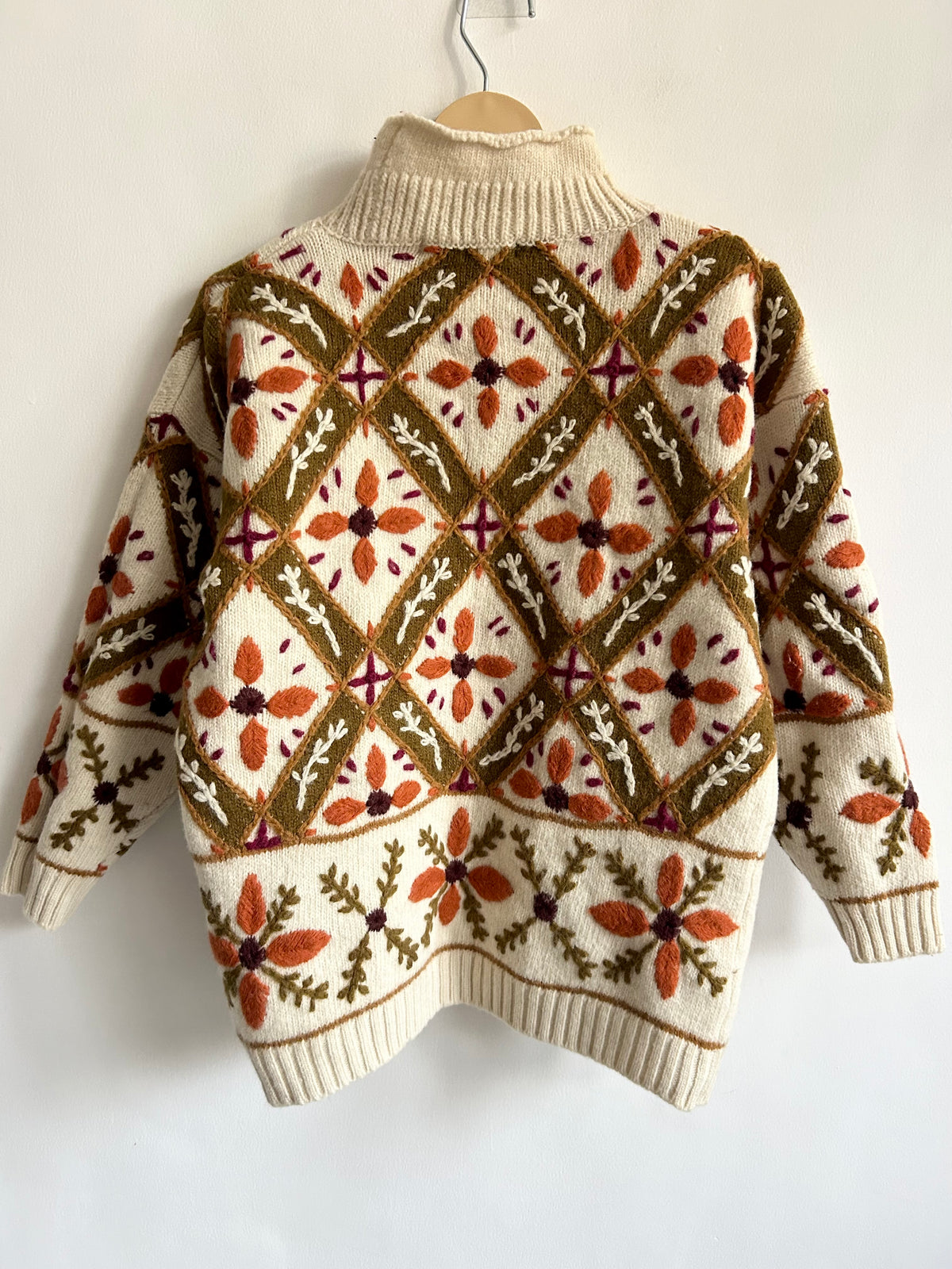 Vintage Earth Tone Geometric Knit Sweater
