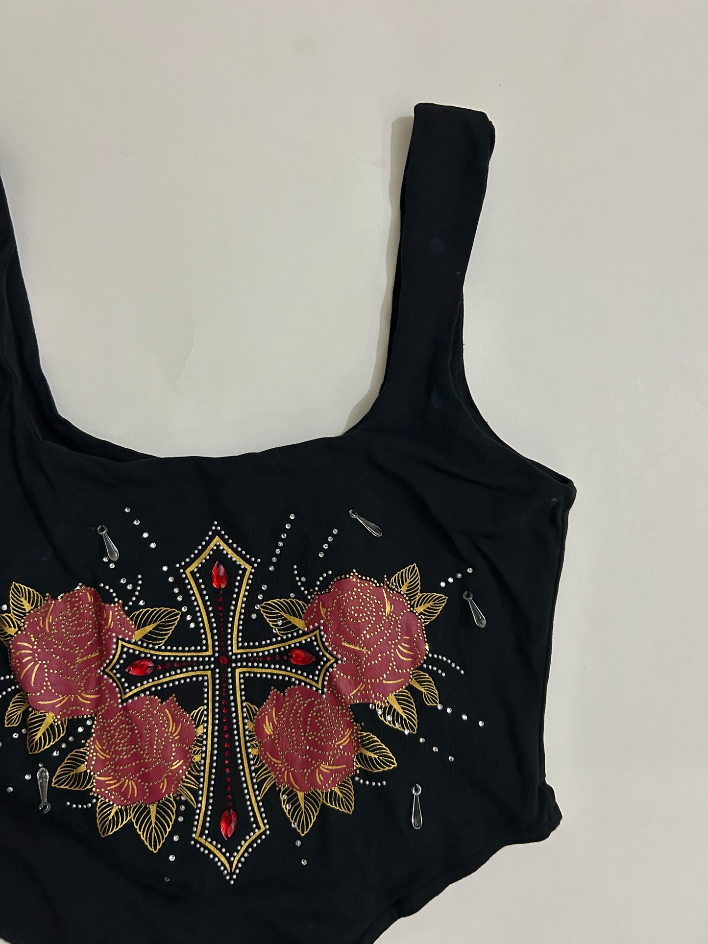 Graphic Corset Top with Embellishments