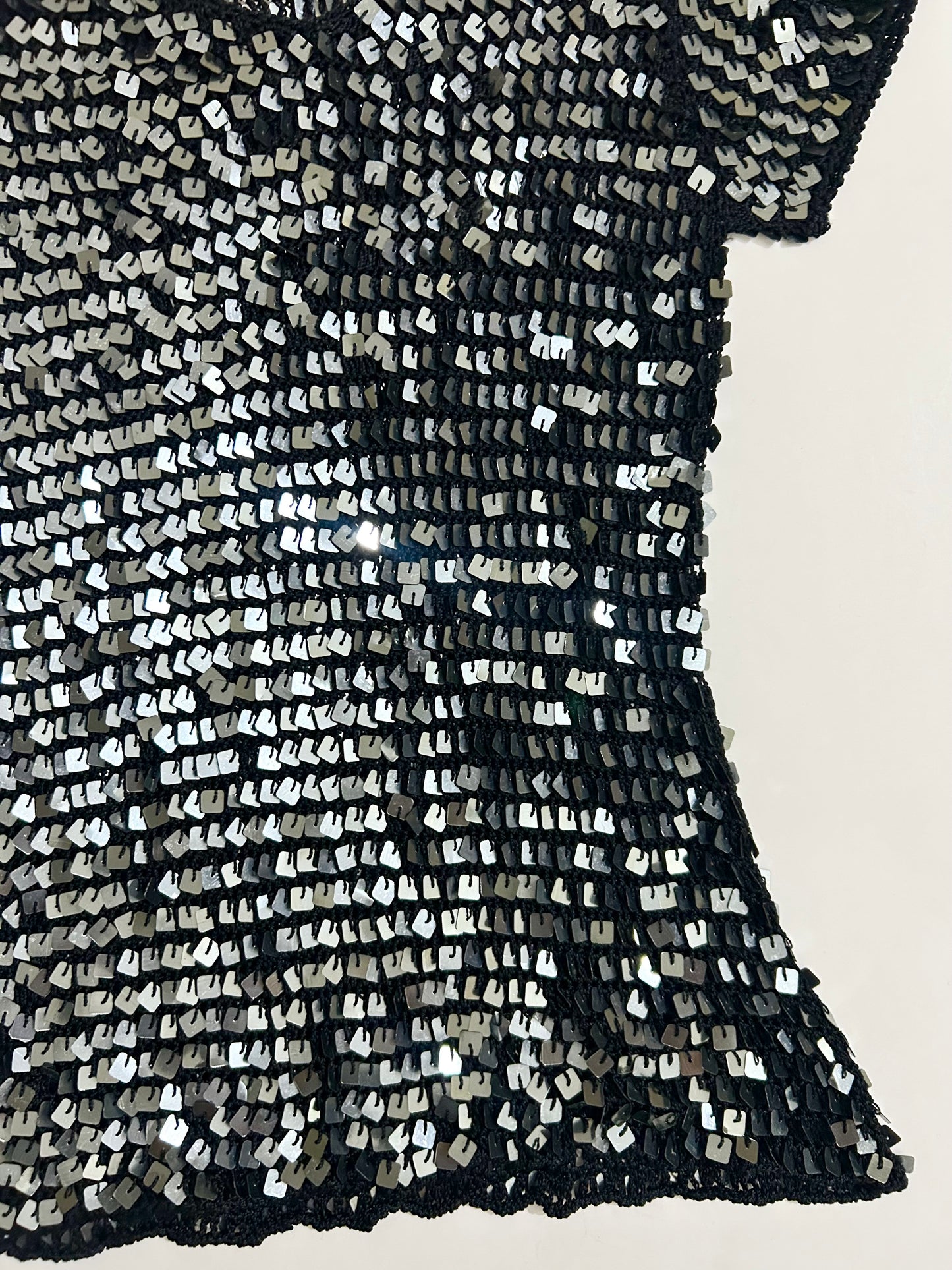 Black Embellished Sequinned Top