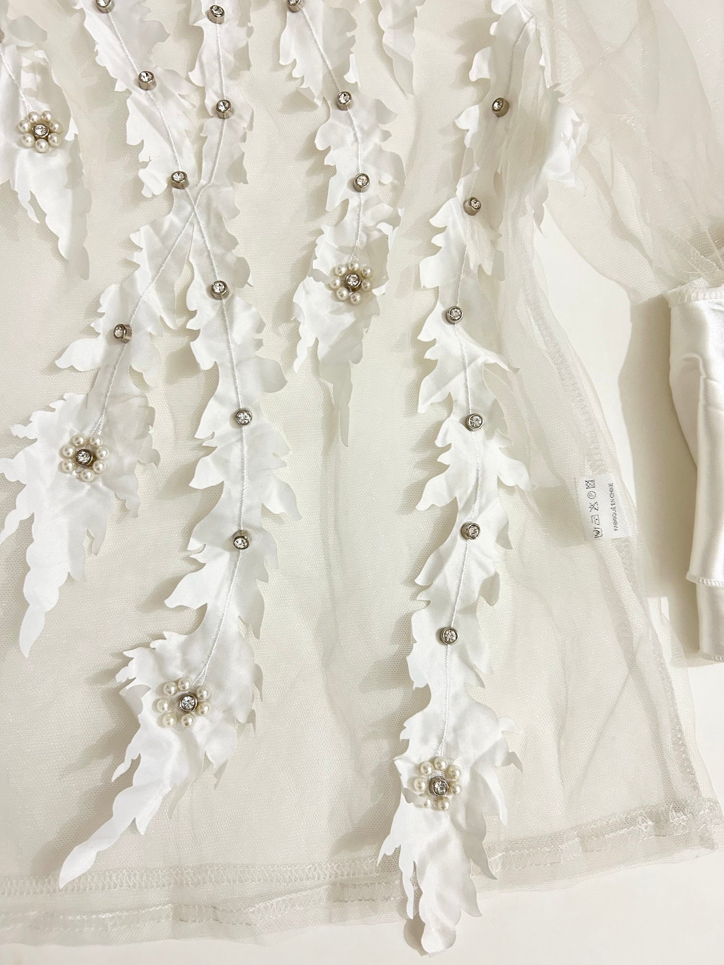 Ruffle Sleeve Mesh Top