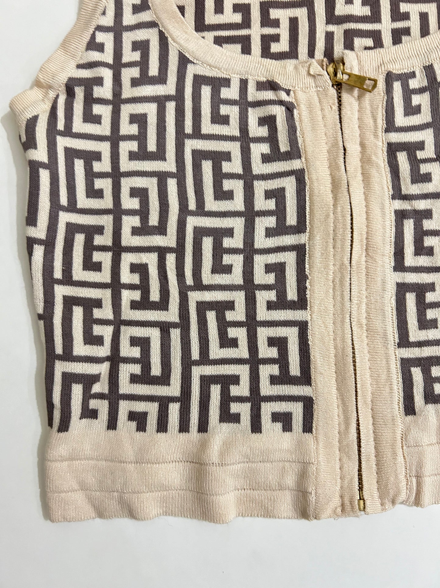 Fendy Print Front Zip Top