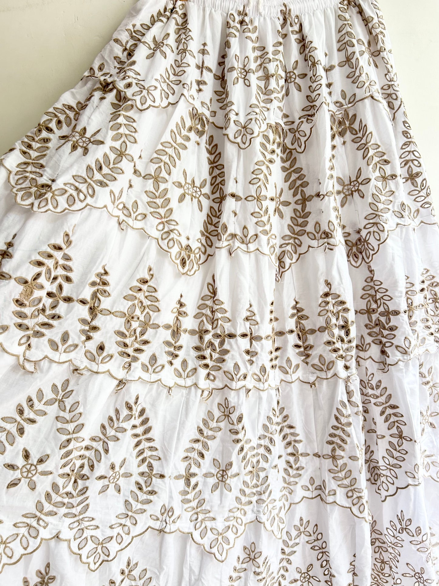 Cotton Beige Embroidered Skirt