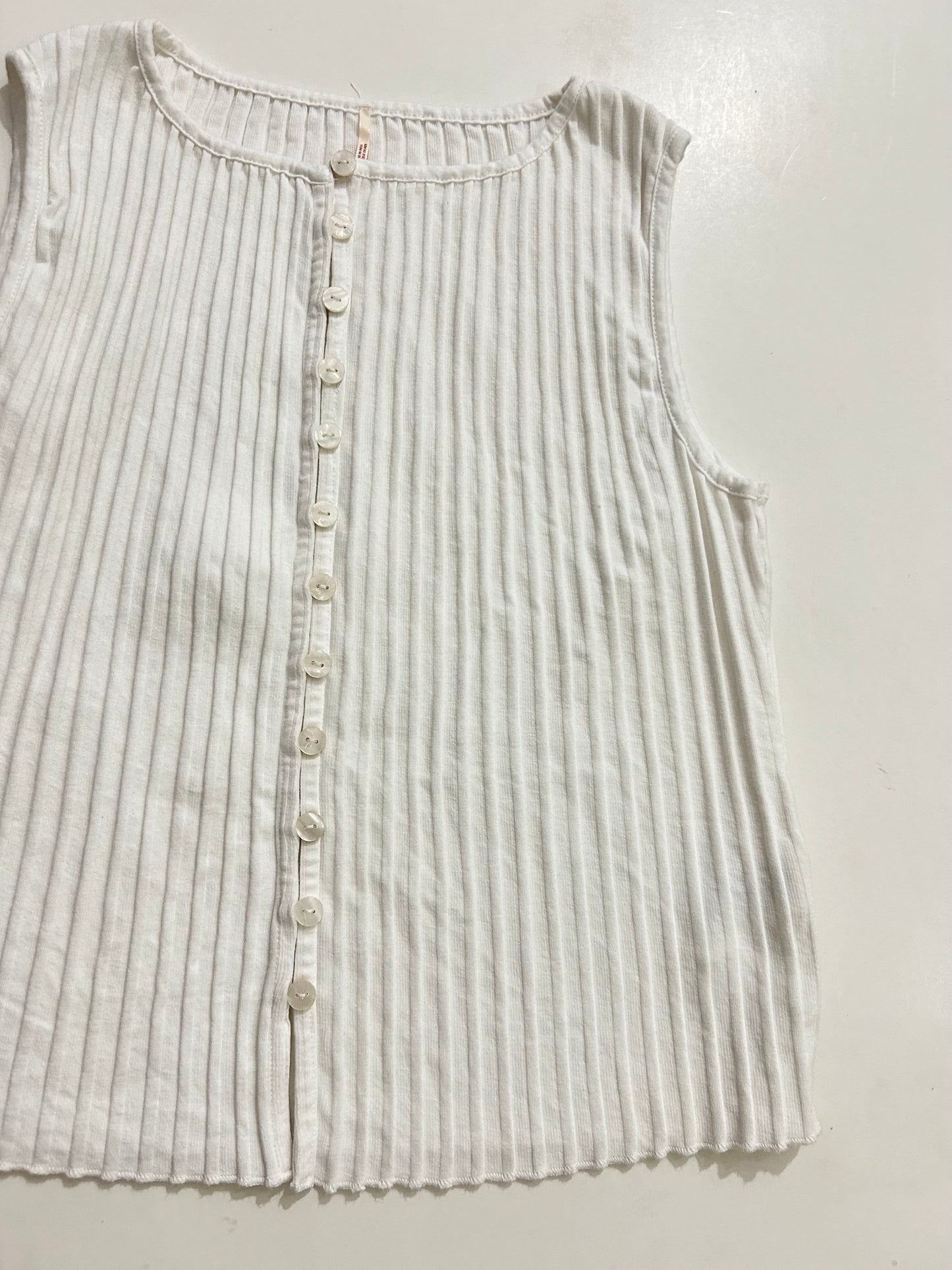 White Ribbed Vest Top-Bust 40 TO 46