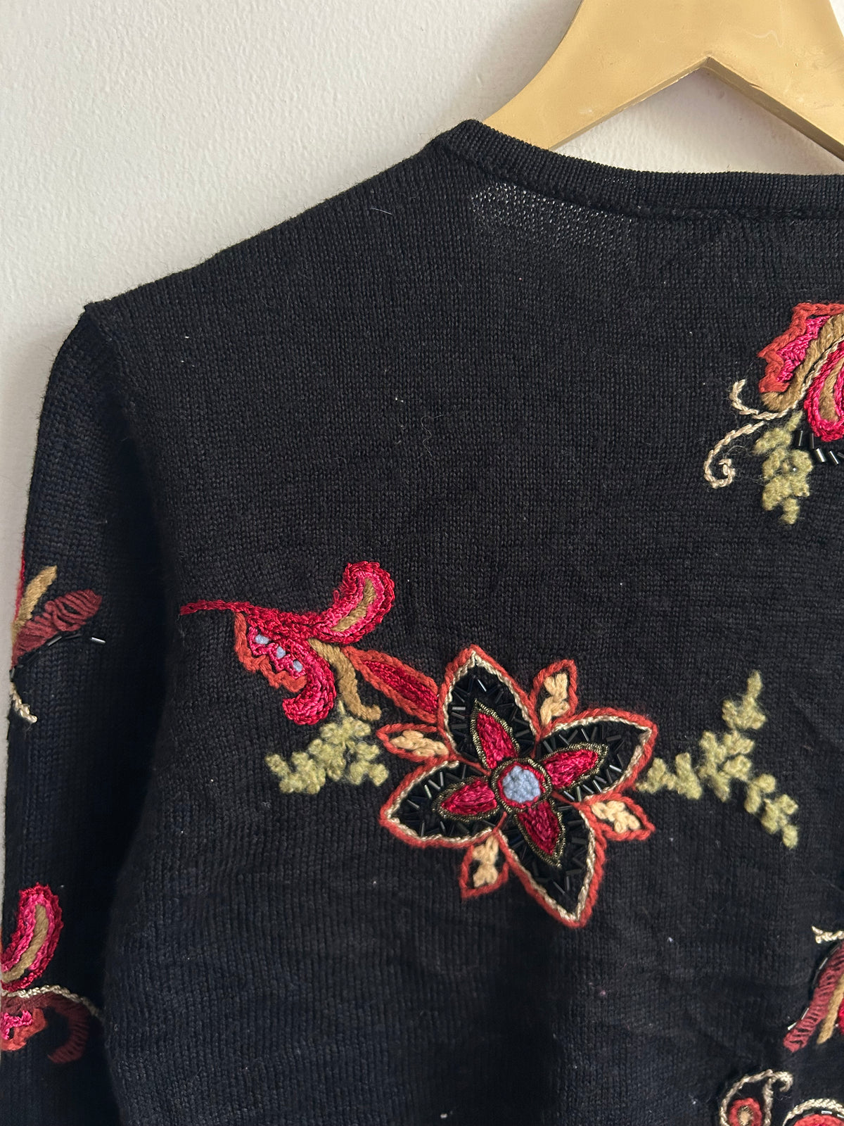 Talbots Floral Sequence Sweater