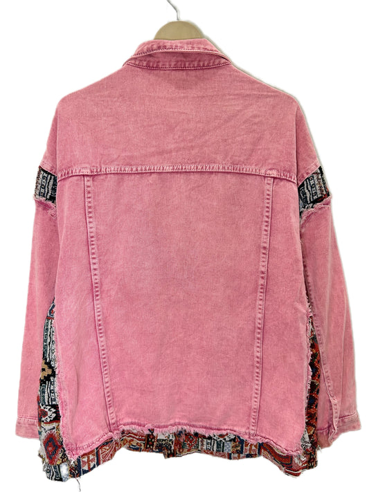 Pink Denim Jacquard Jacket