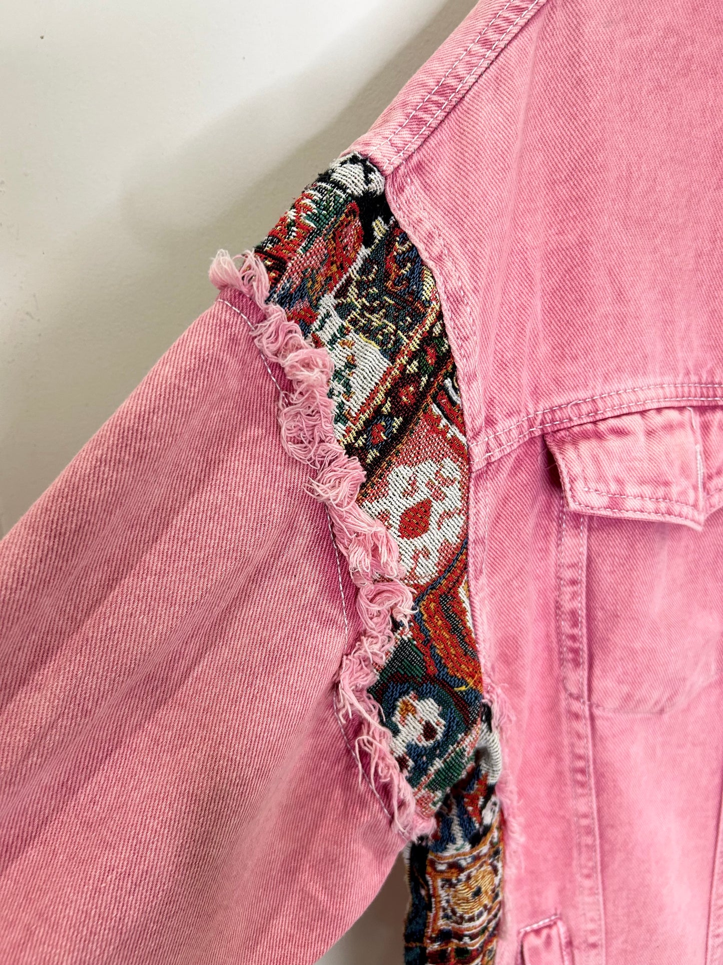 Pink Denim Jacquard Jacket