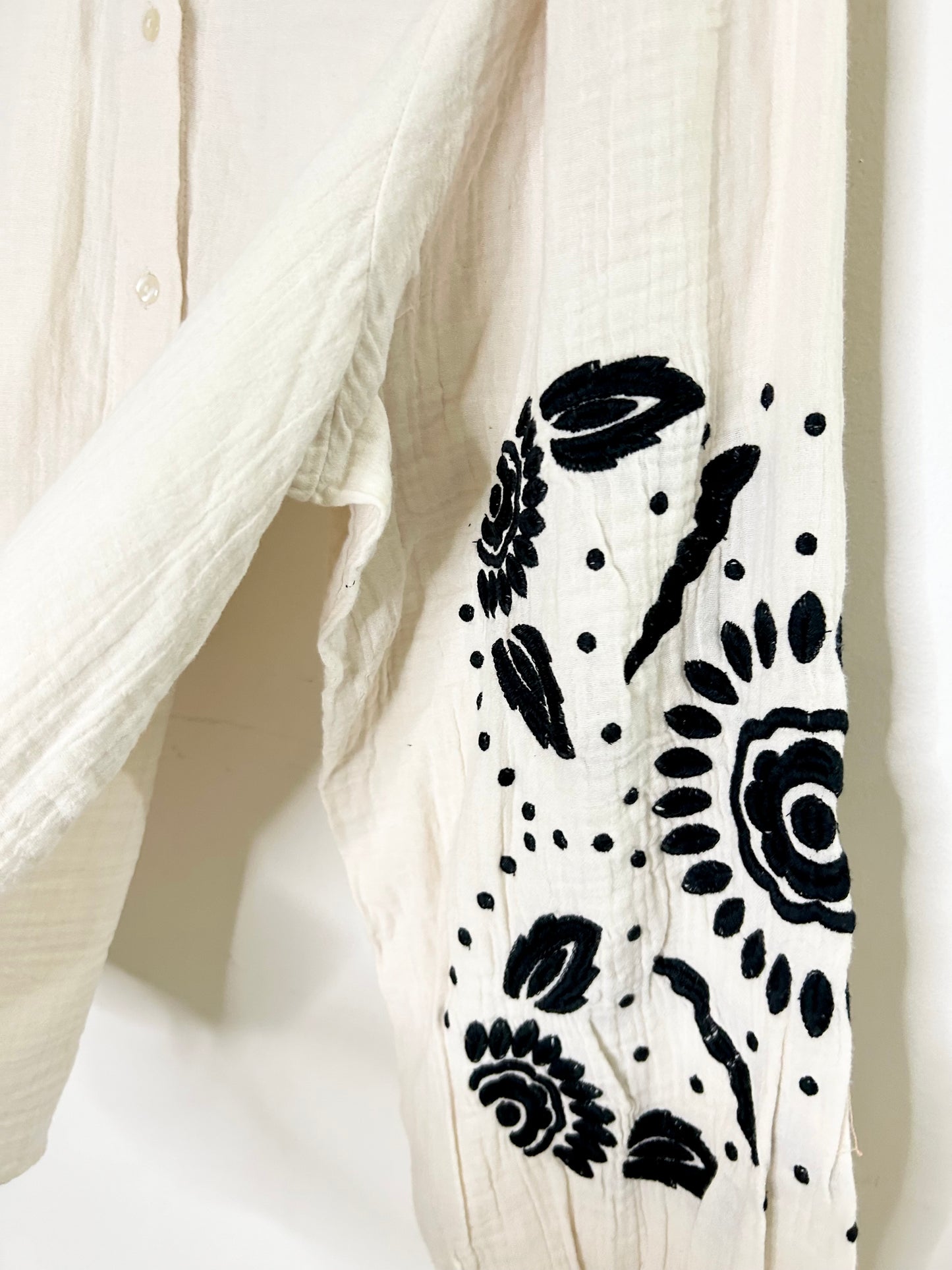 Embroidered Cotton Shirt: Chest- 42”