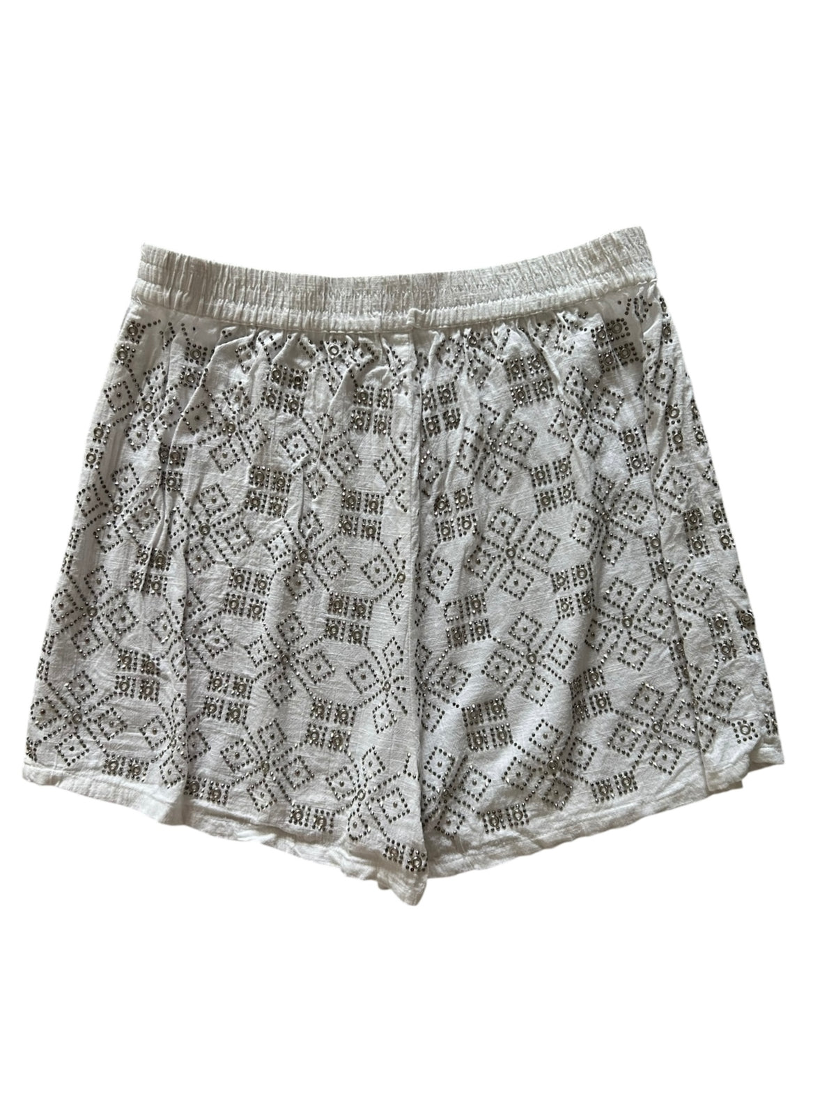 White Cotton Embellished Shorts