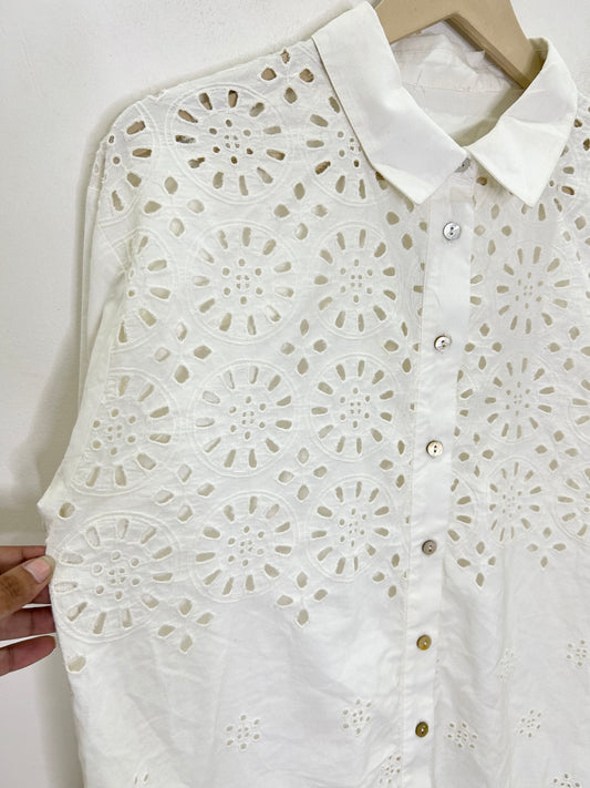 White Cotton Cut-Out Shirt