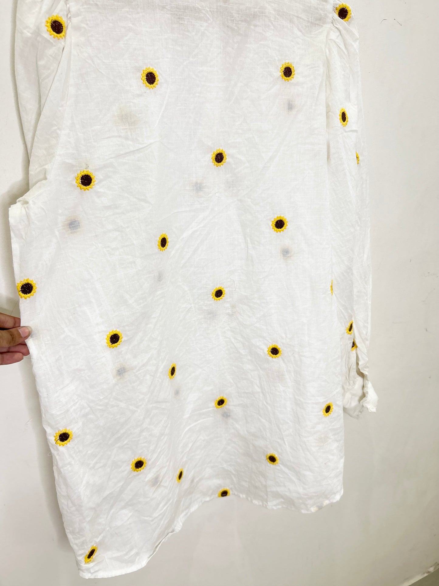 White Cotton Sunflower Shirt