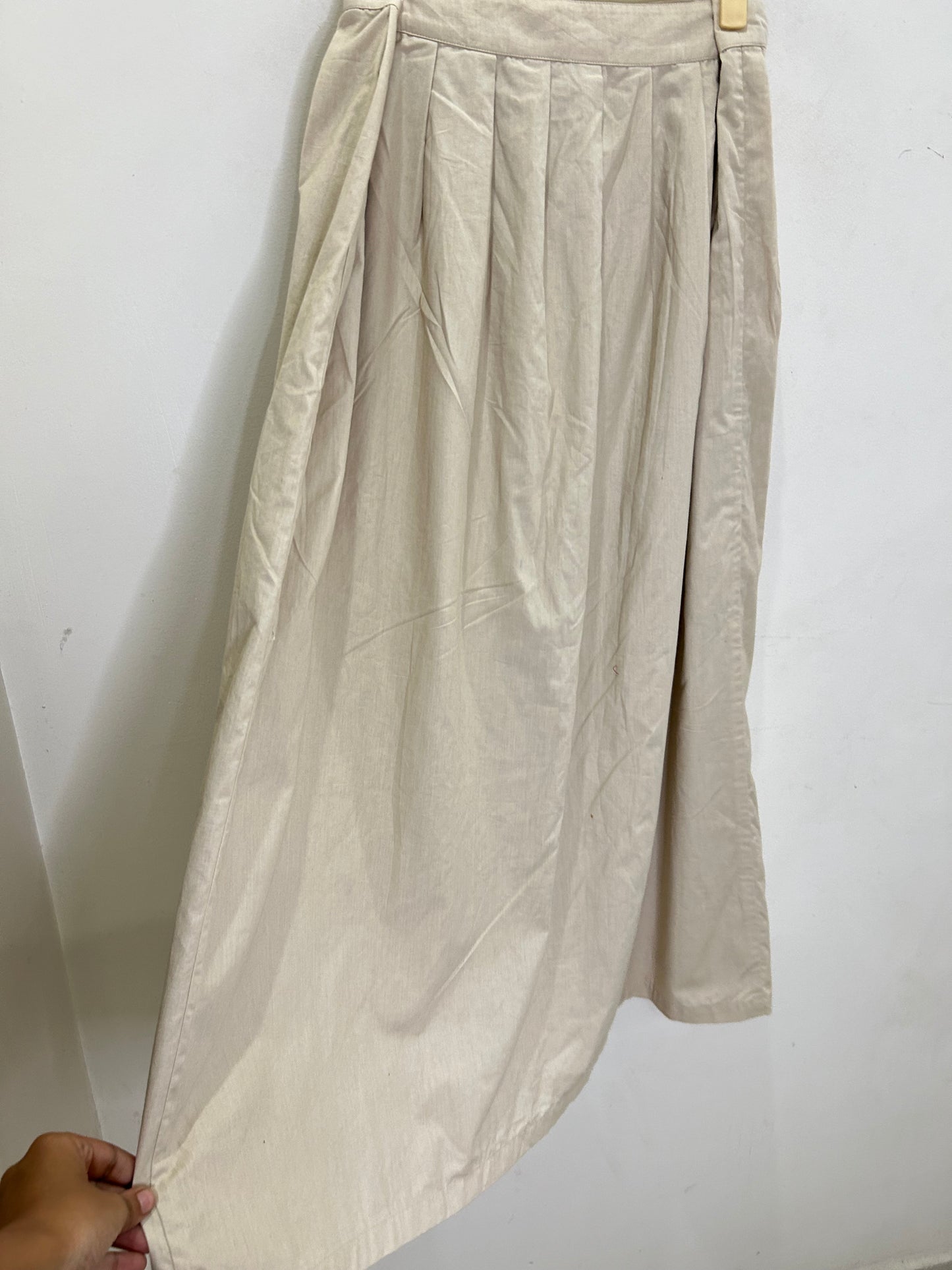 Button Down Cotton Beige Skirt