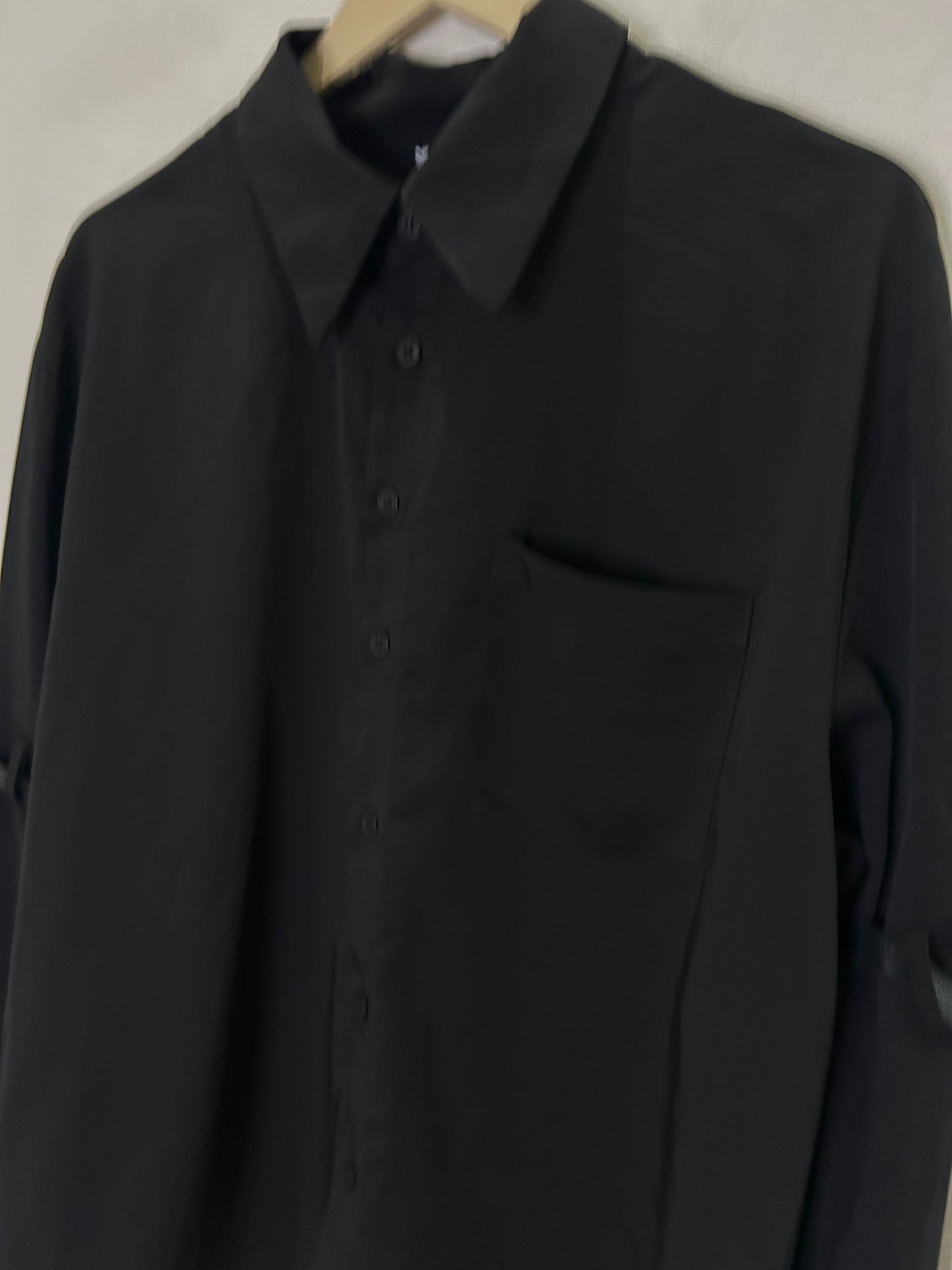 Black Solid Buckle Shirt