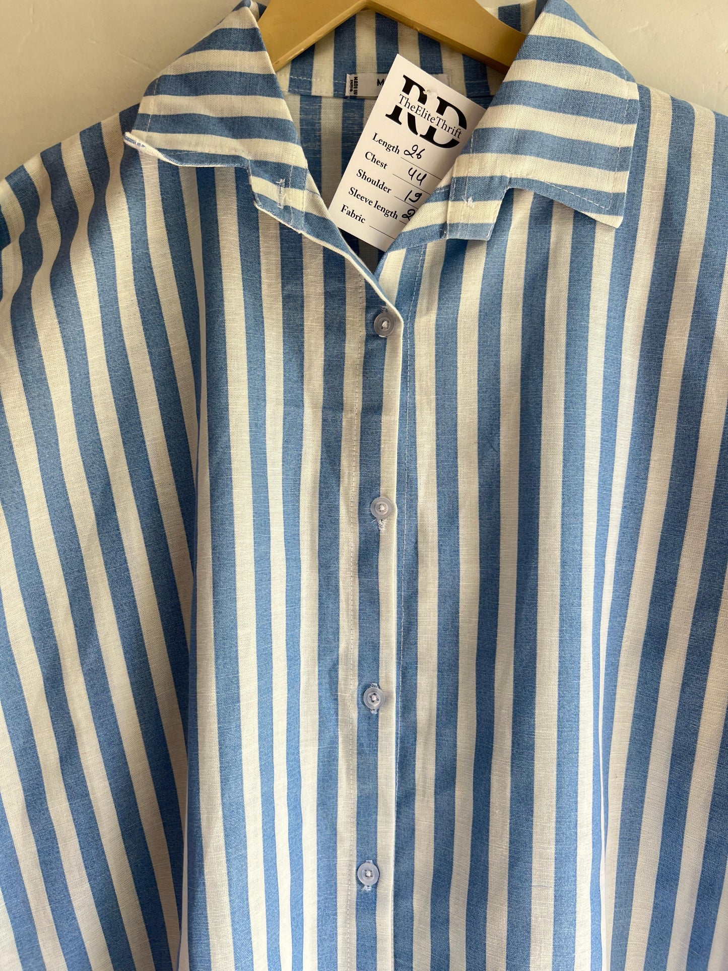 Blue Cotton Striped Shirt
