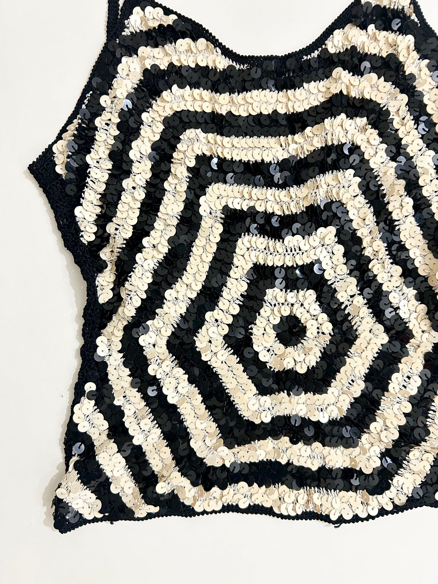 B&W Embellished Sequinned Top