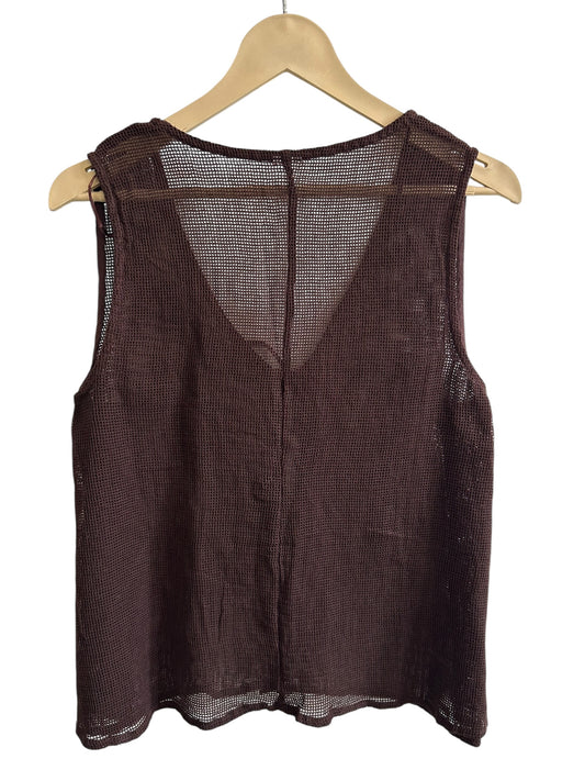 Brown Mesh Knot Top