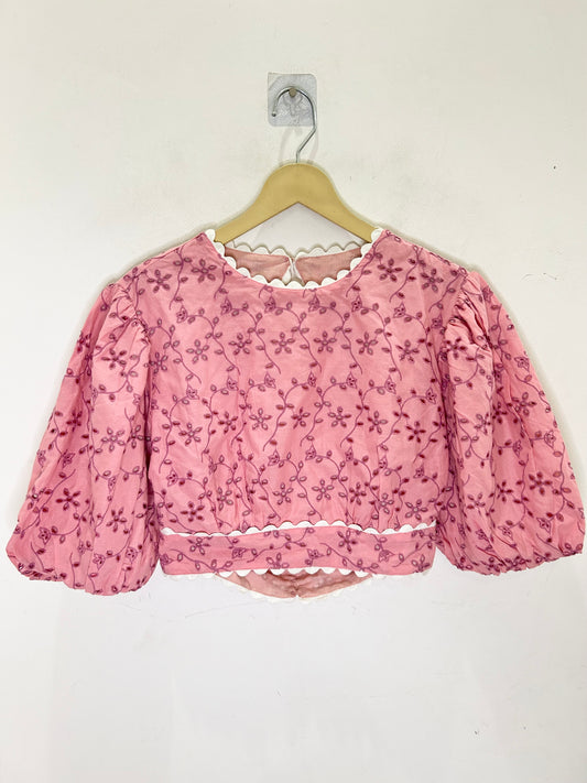 Backless Embroidered Cotton Top