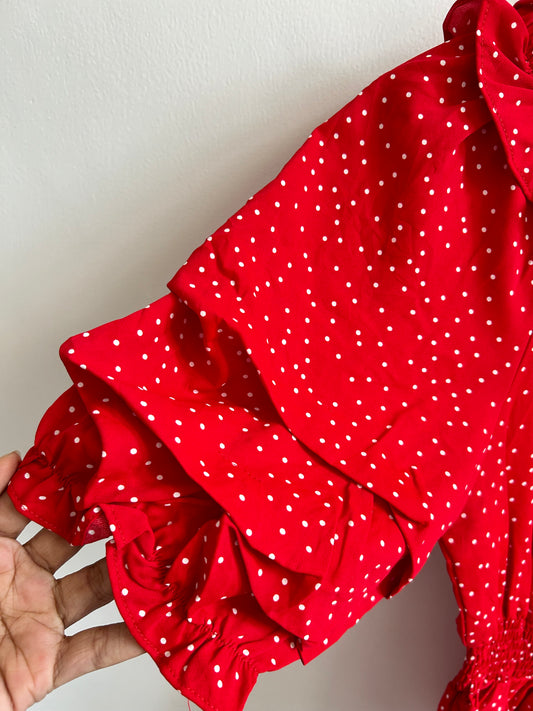 Red polka dot top