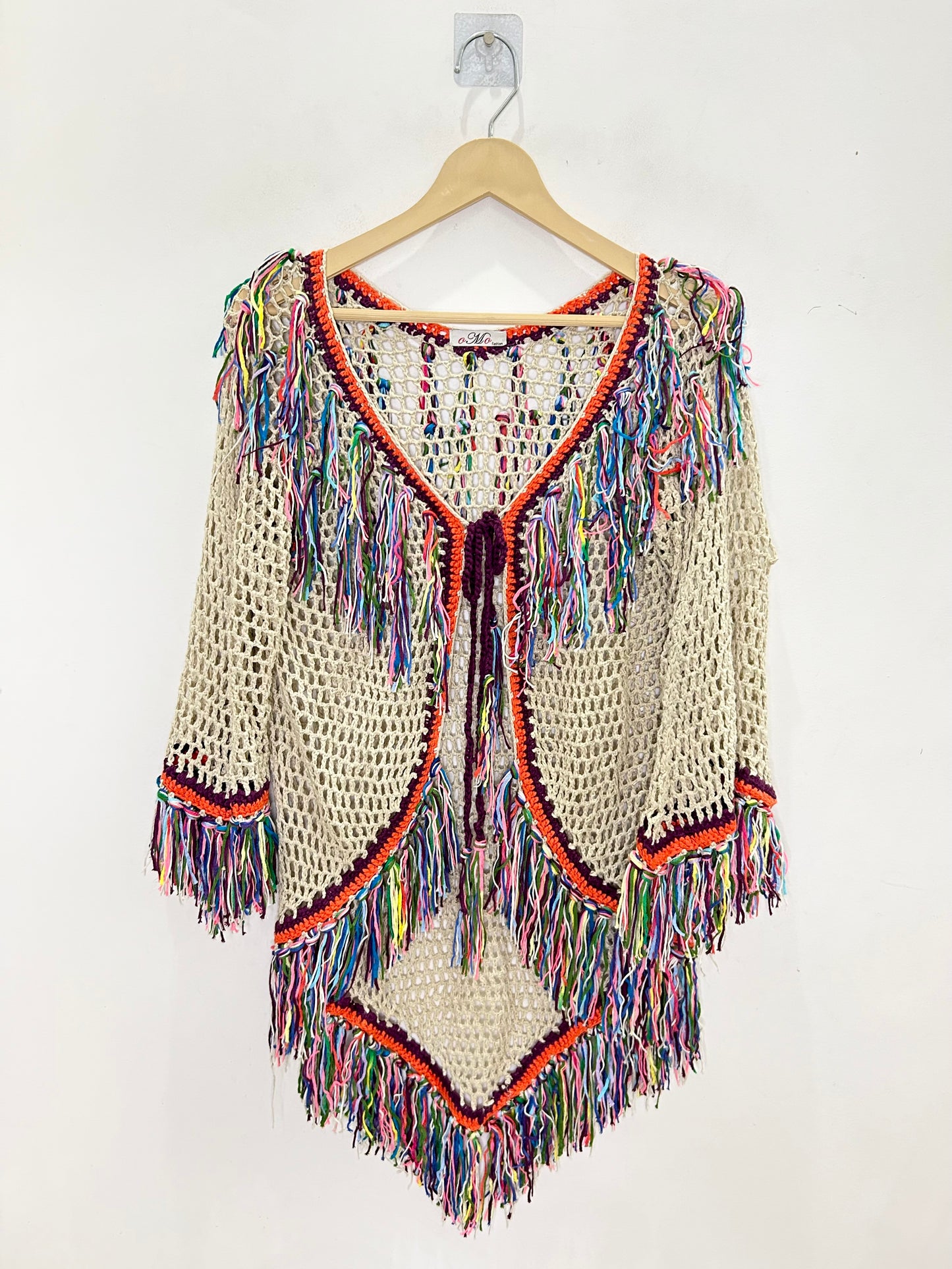 Fringe Crochet Shrug: Bust-46”