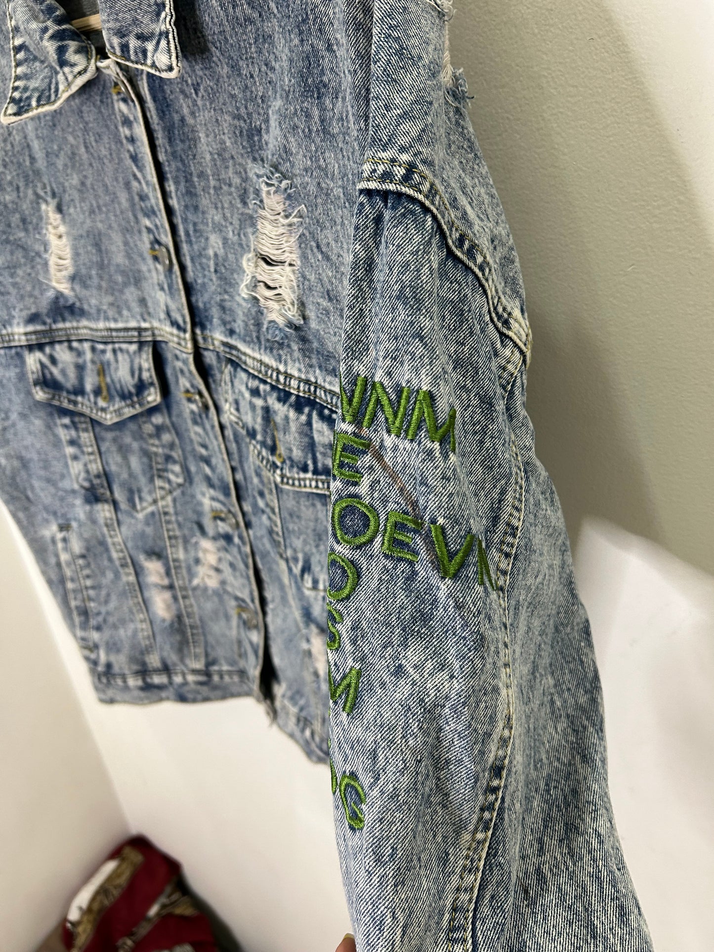 Pearl Embroidered Jean Jacket