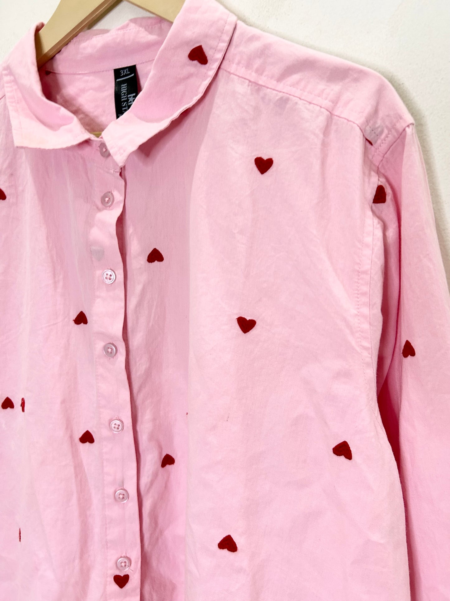 Cotton Embroidered Heart Shirt