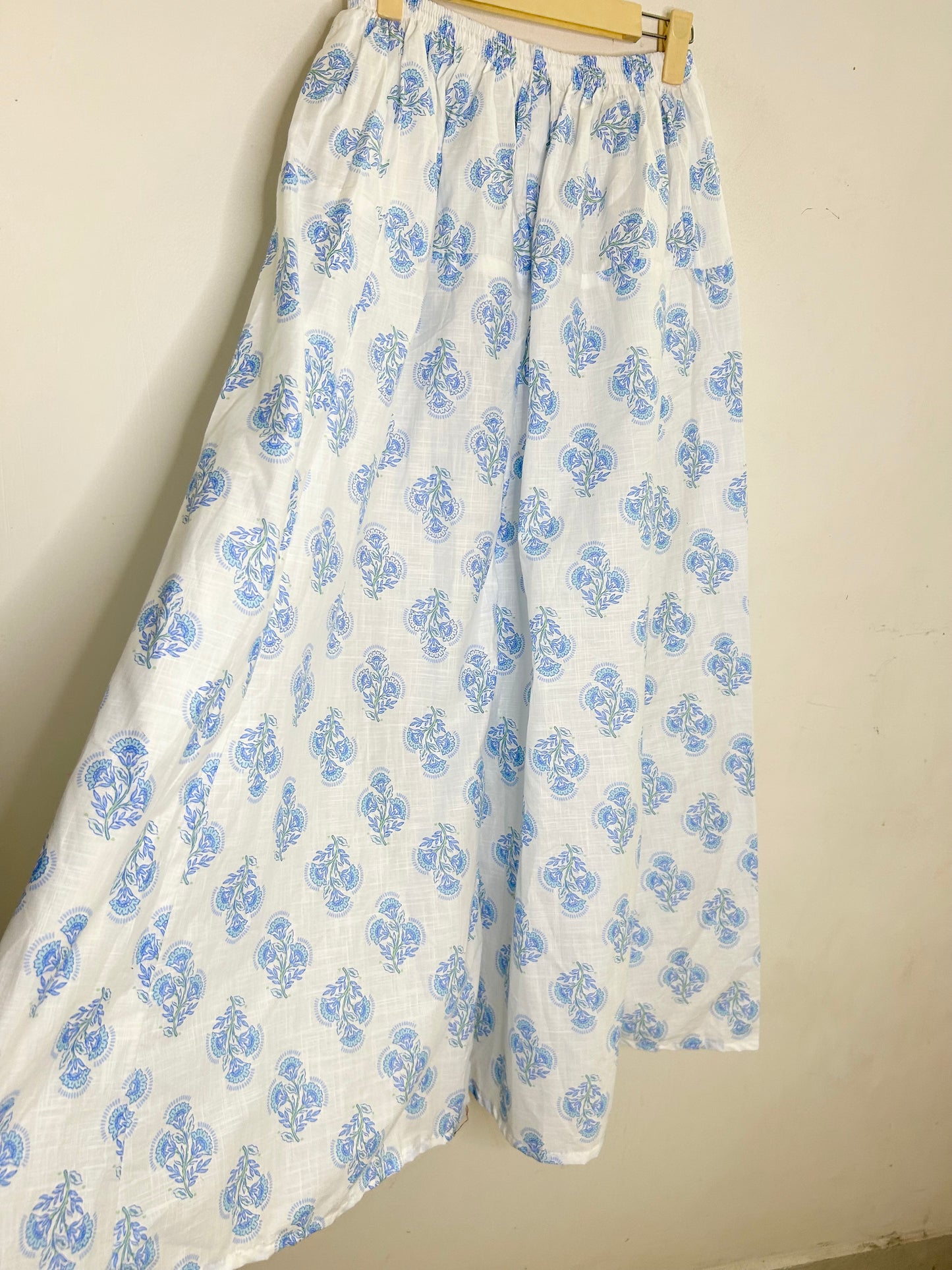 Block Print White-Blue Palazzo
