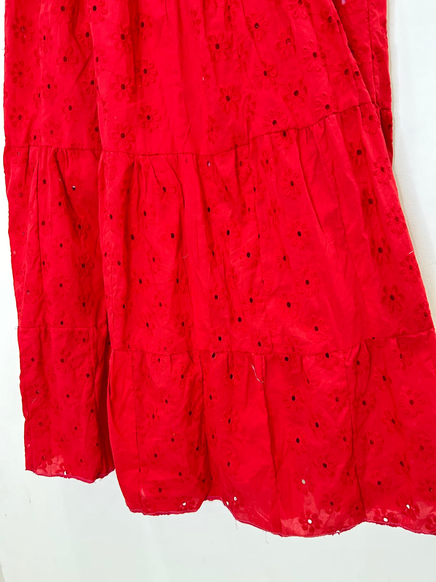 Red Cotton Skirt: Waist- 28” TO 40”