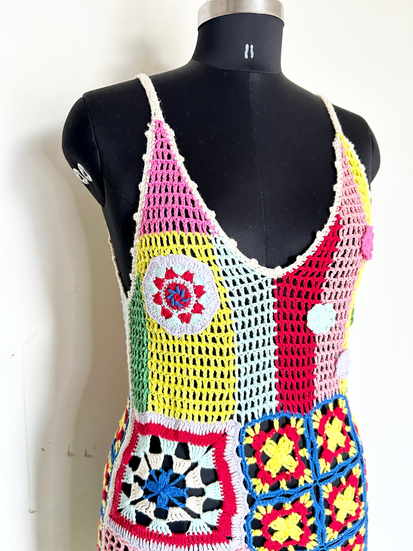 Reclaimed Vintage limited edition patchwork crochet mini dress