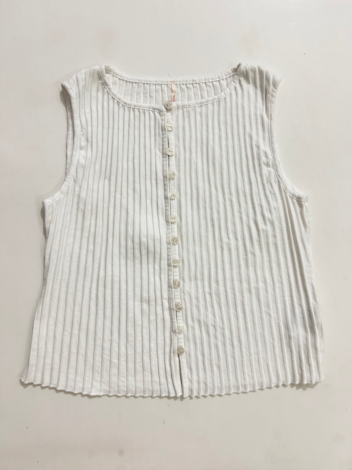 White Ribbed Vest Top-Bust 40 TO 46