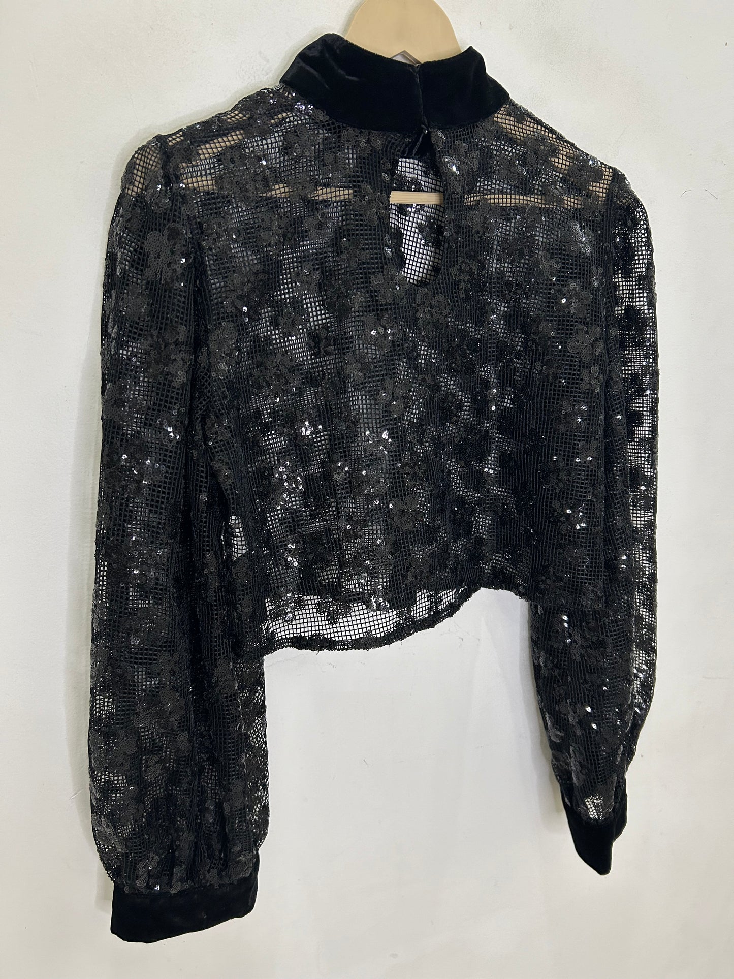 Black Sequin Sheer Blouse
