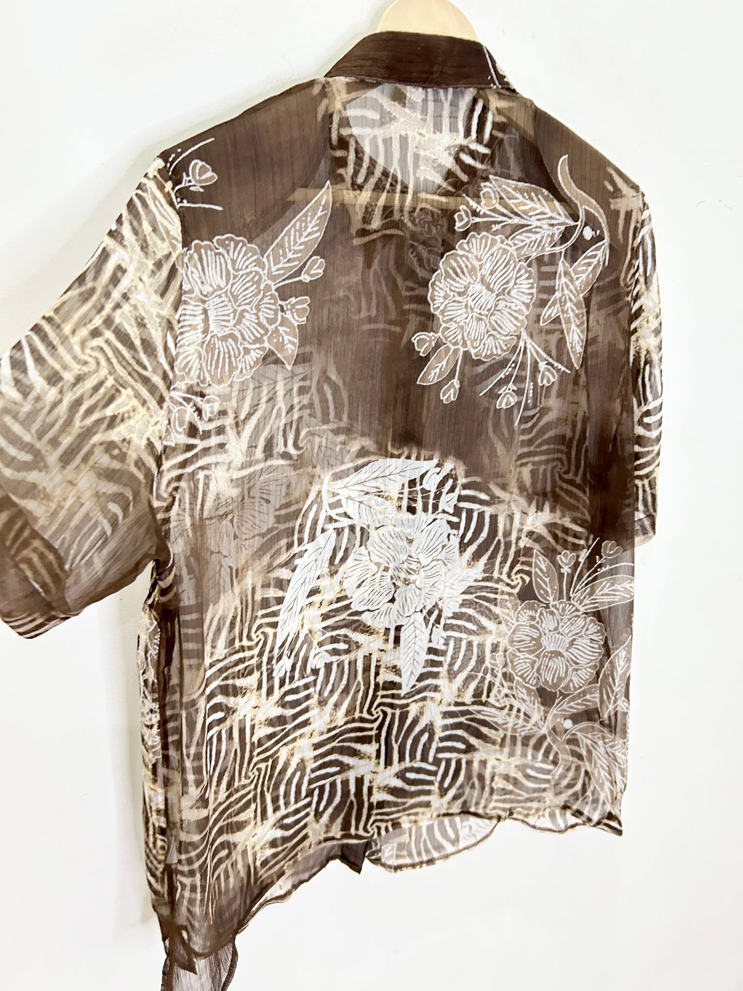 Brown Floral Shirt: Chest-46”