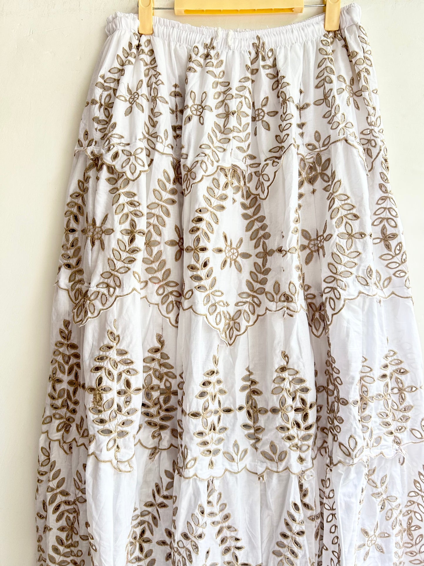 Cotton Beige Embroidered Skirt
