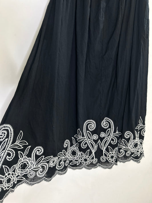 Cotton Embroidered Black Skirt