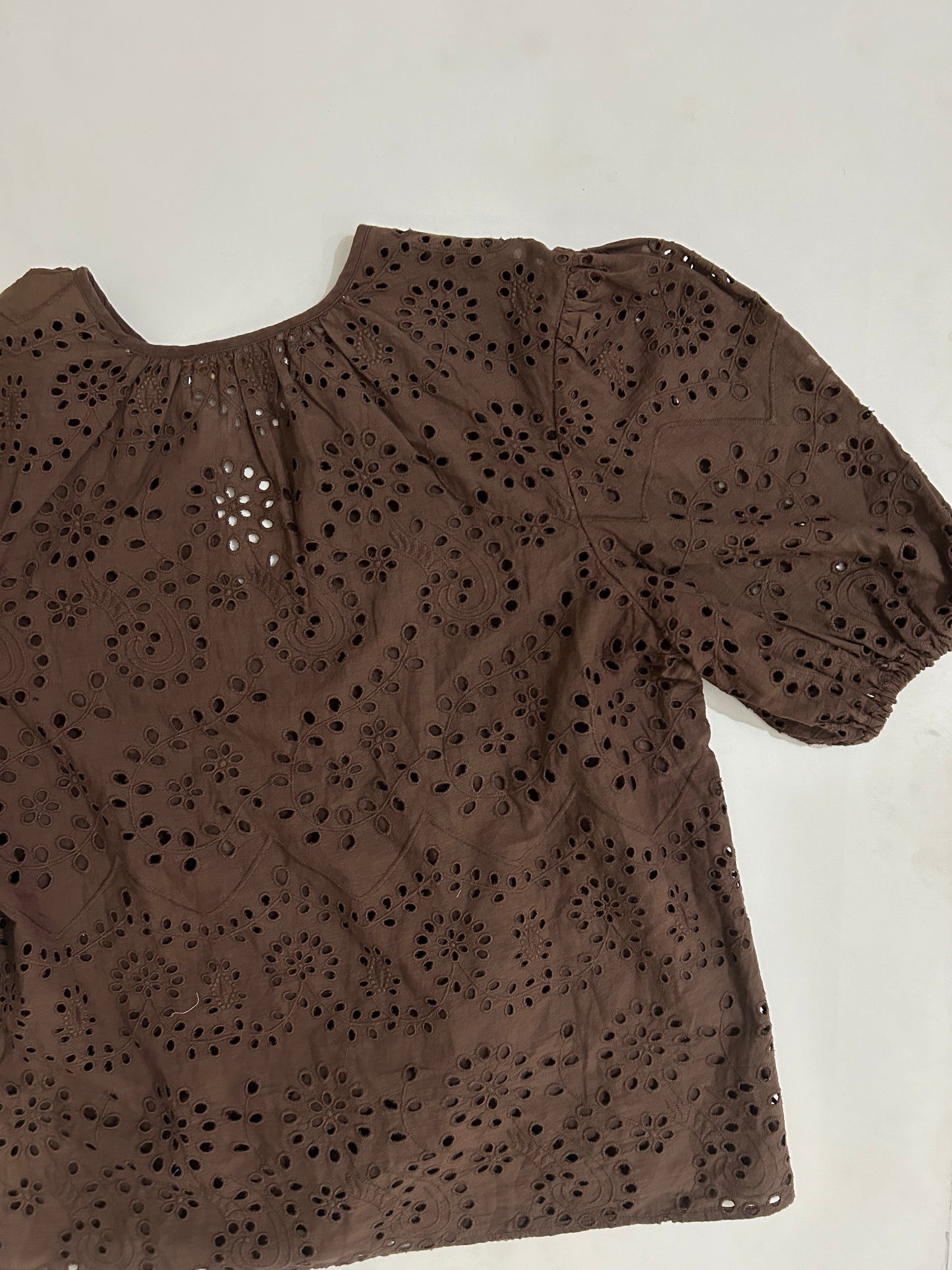 Schiffli Brown Cotton Top
