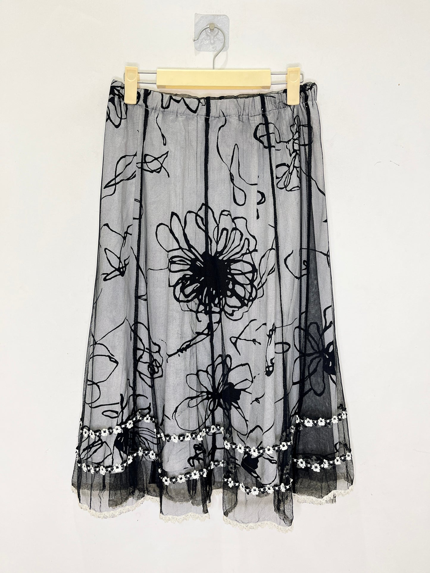 Black Floral Mesh Skirt