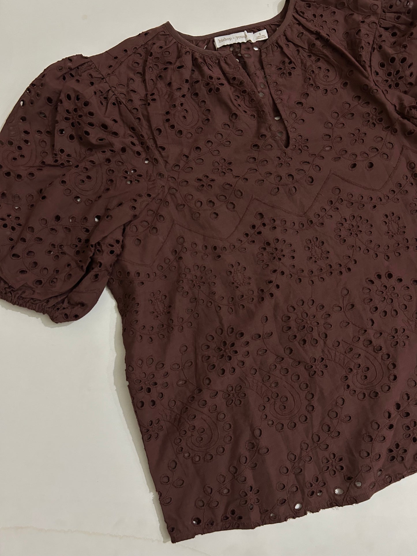 Schiffli Brown Cotton Top