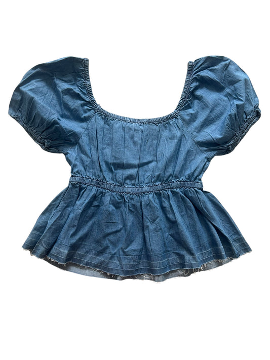 Denim Puff Sleeves Bow Top:42”