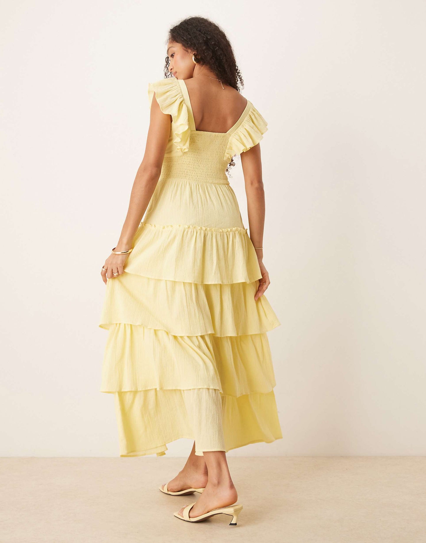 Shirred Ruffle Maxi Dress