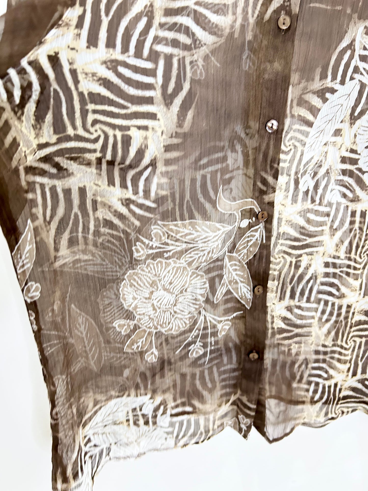 Brown Floral Shirt: Chest-46”