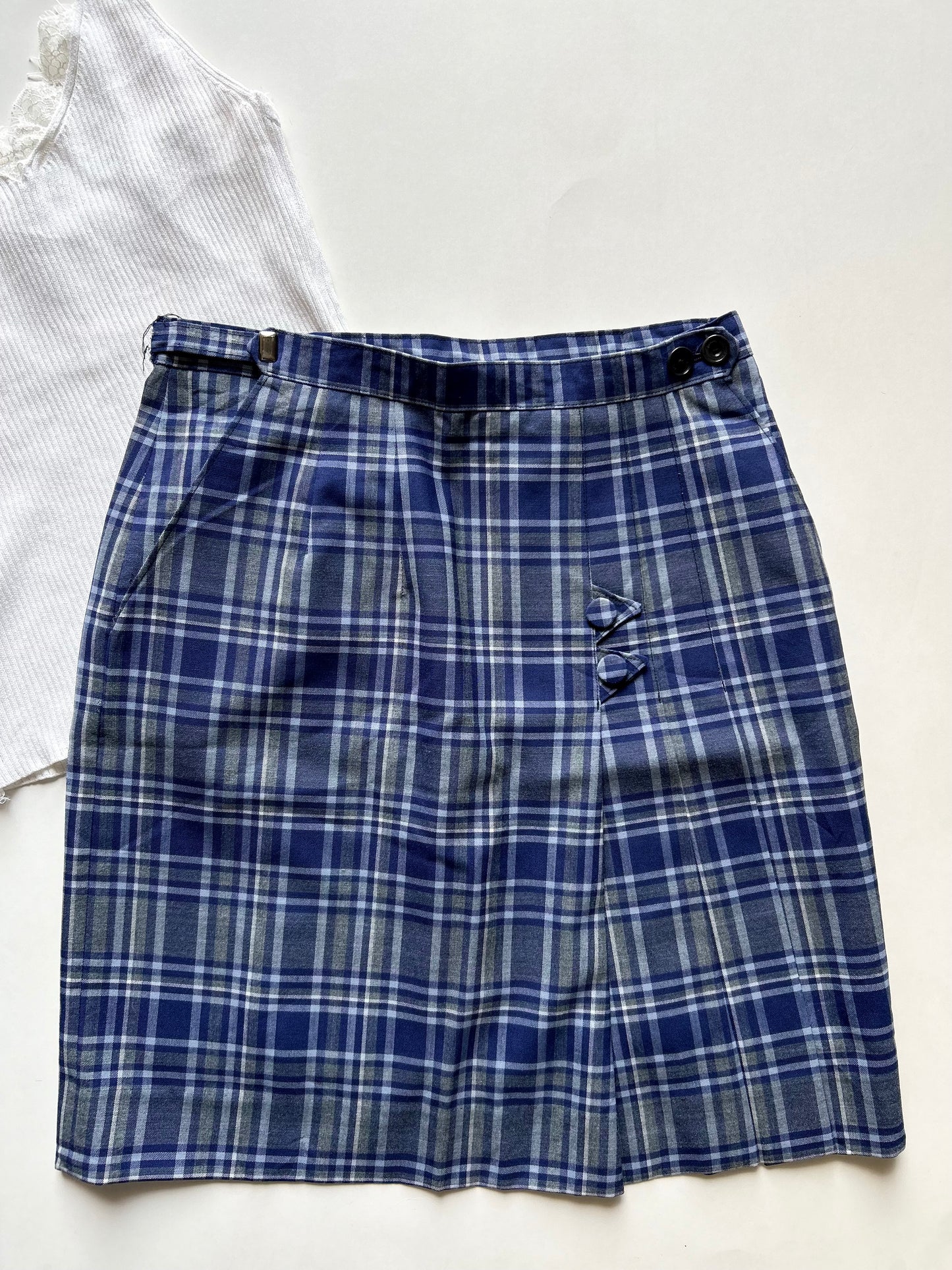 Blue Check Skirt Waist 26