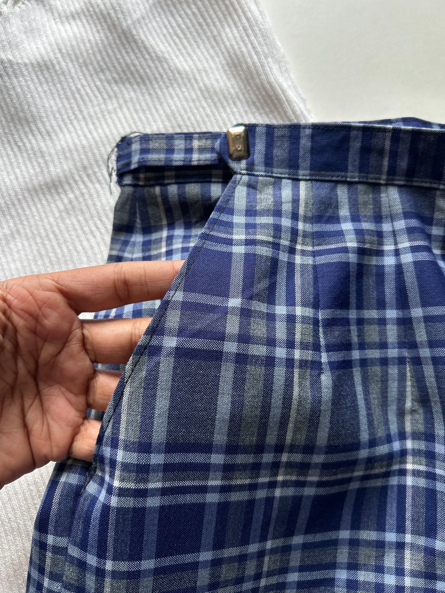 Blue Check Skirt Waist 26