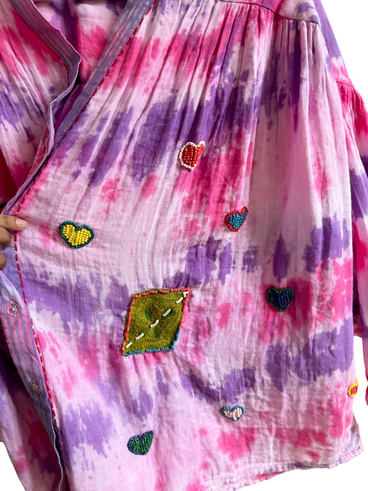 Tie & Dye Embroidered Top
