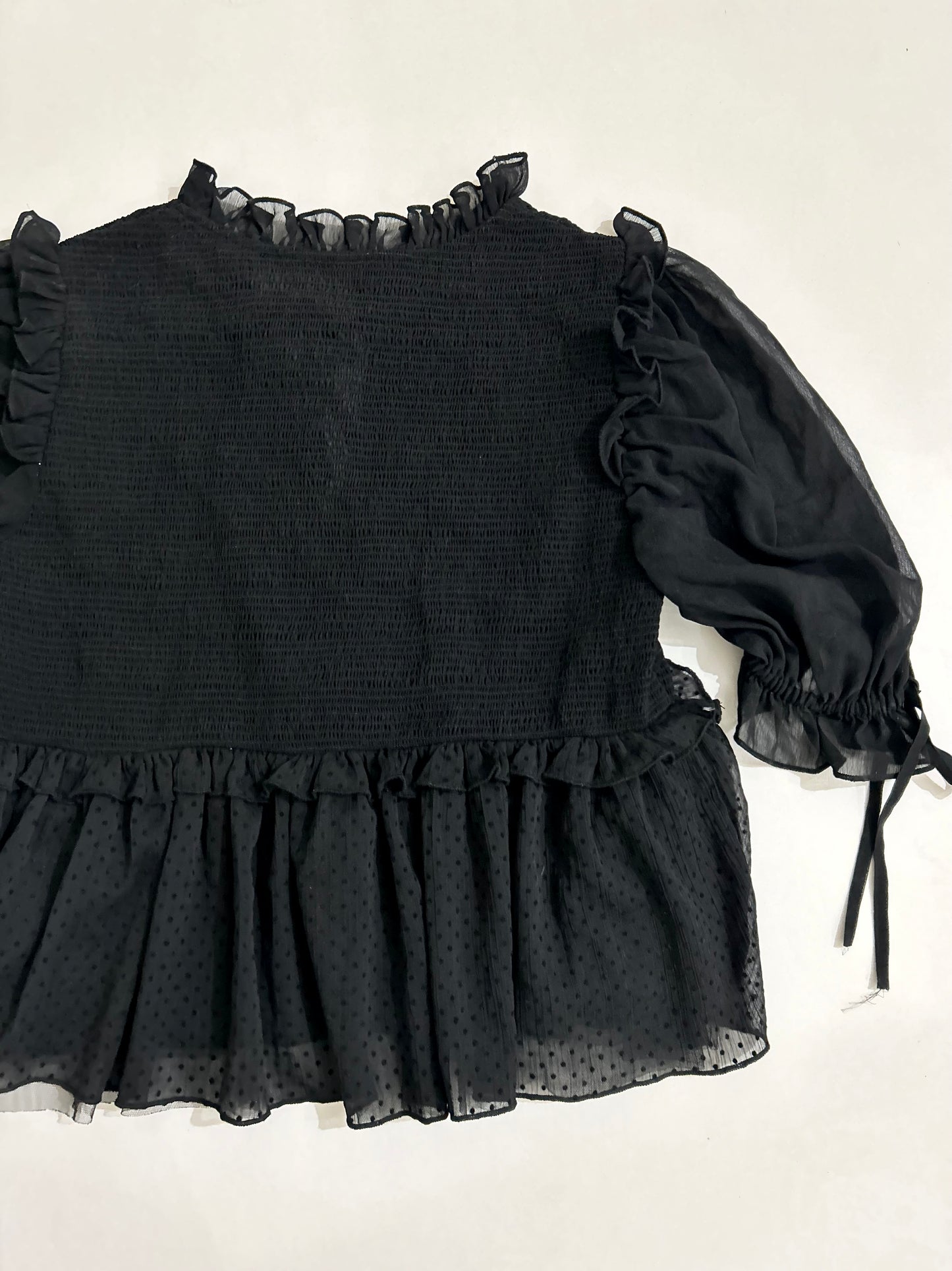 Black Puff Sleeves Top