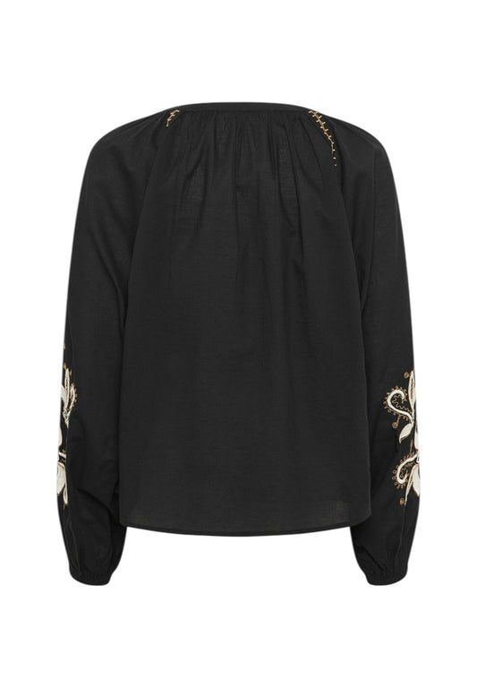 Cotton Black Embroidered Top