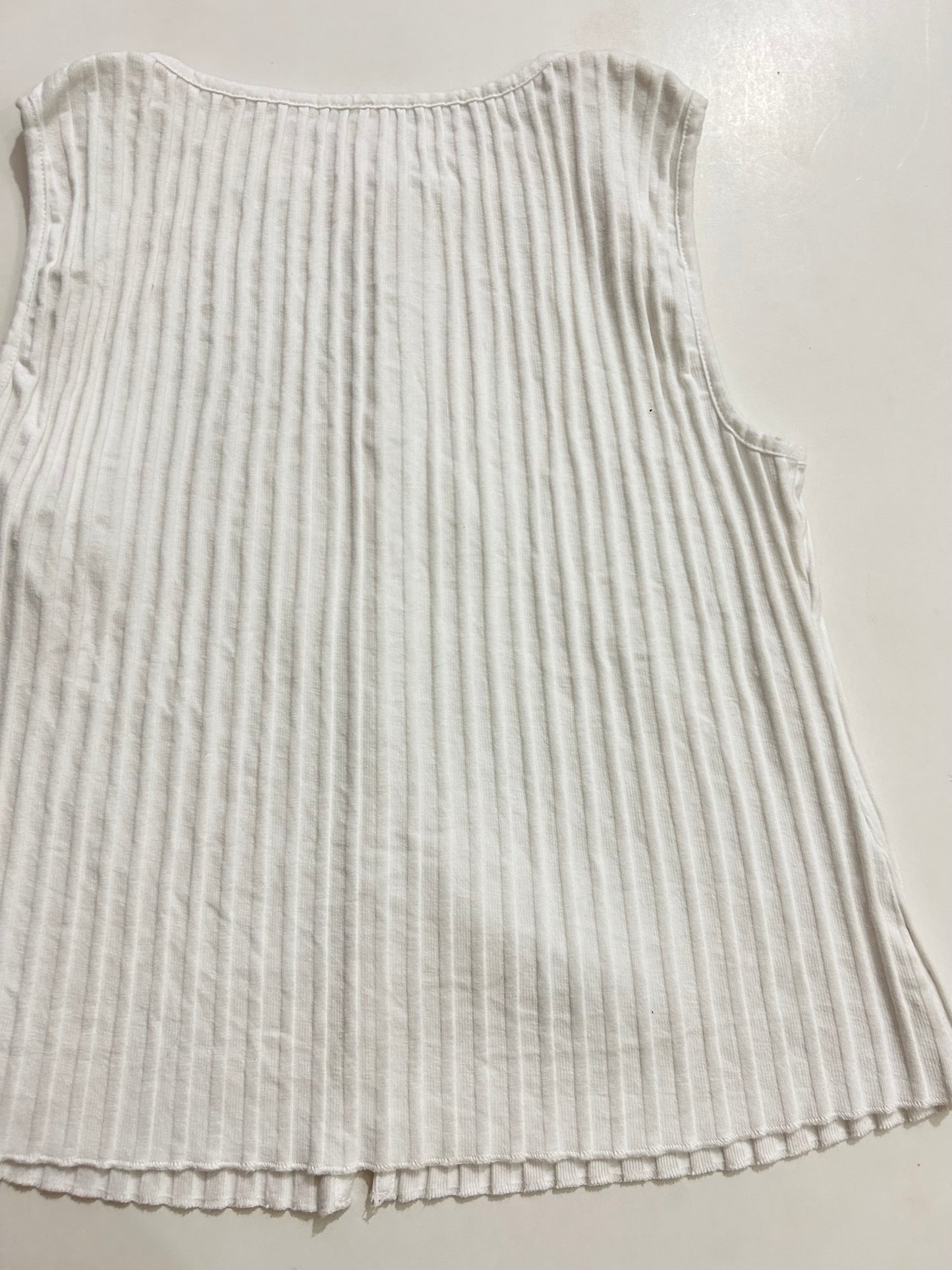 White Ribbed Vest Top-Bust 40 TO 46