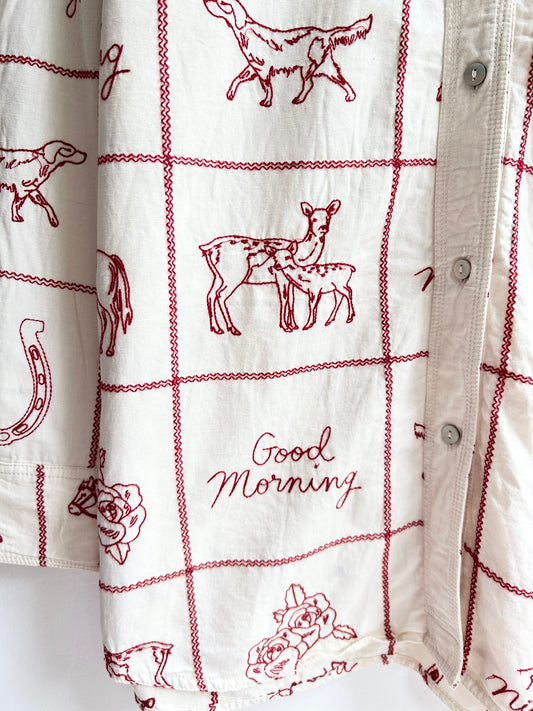 Cotton Embroidered Shirt: Chest-44”