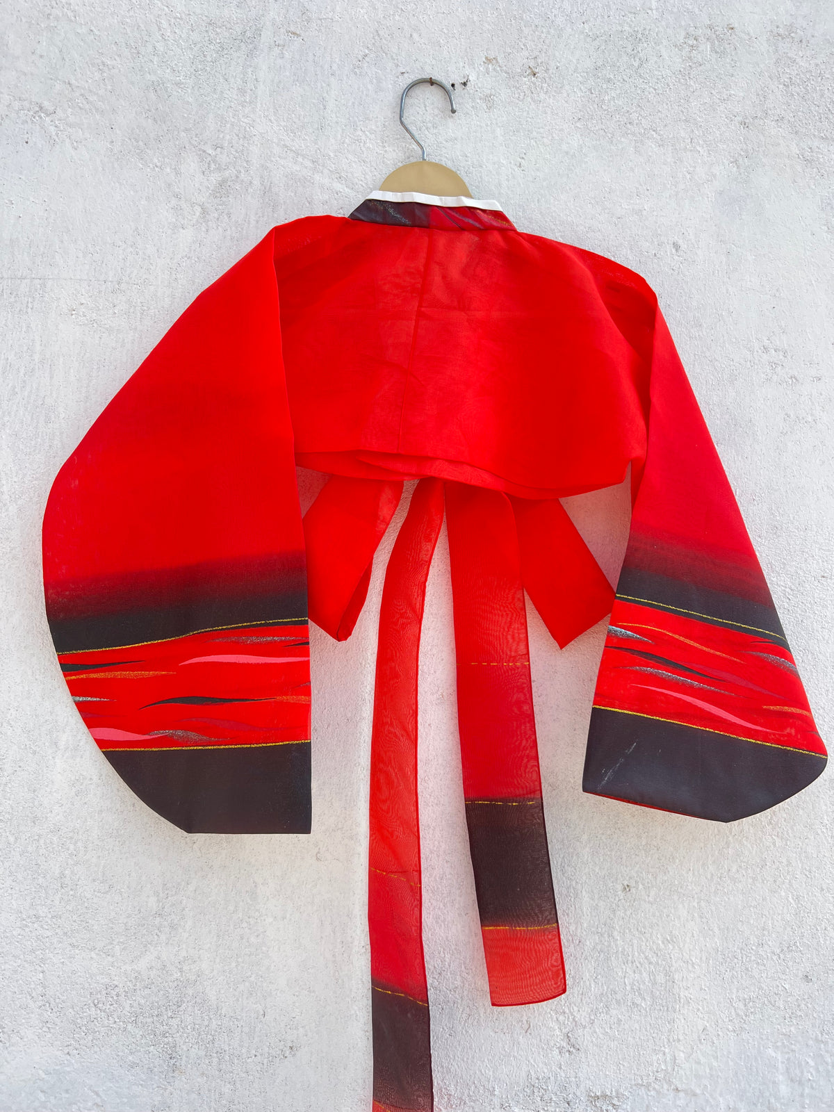 Red Gradient Hanbok Jacket: 36”