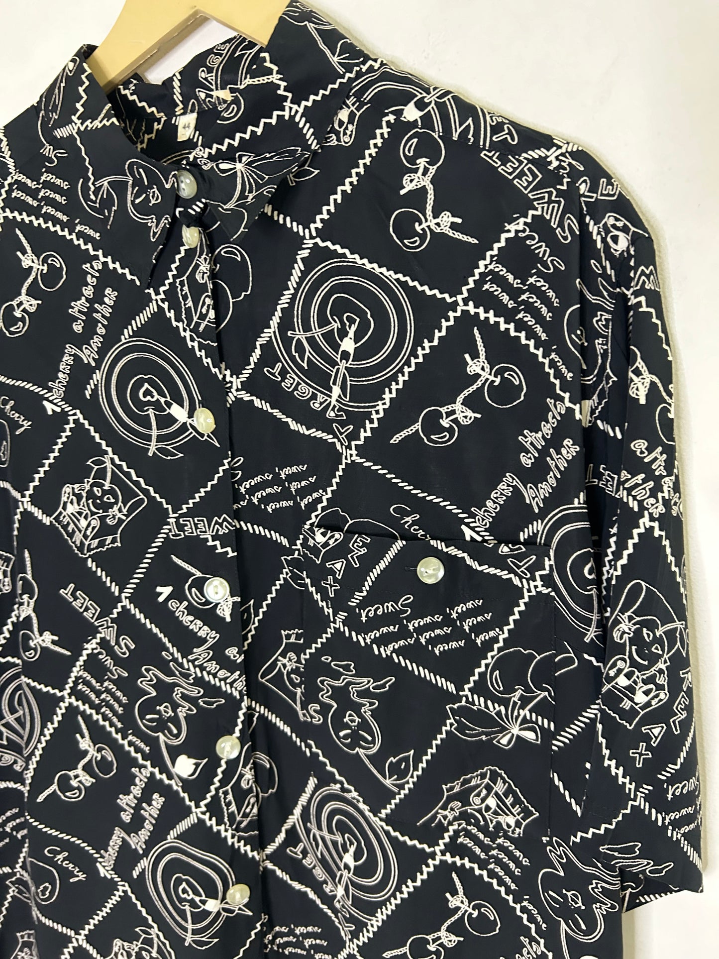 Cherry Shirt B&W: Chest-50”